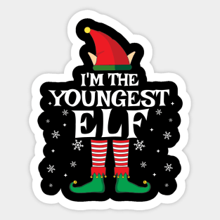 I'm The Youngest Elf Matching Family Christmas Pajama Shirt Sticker